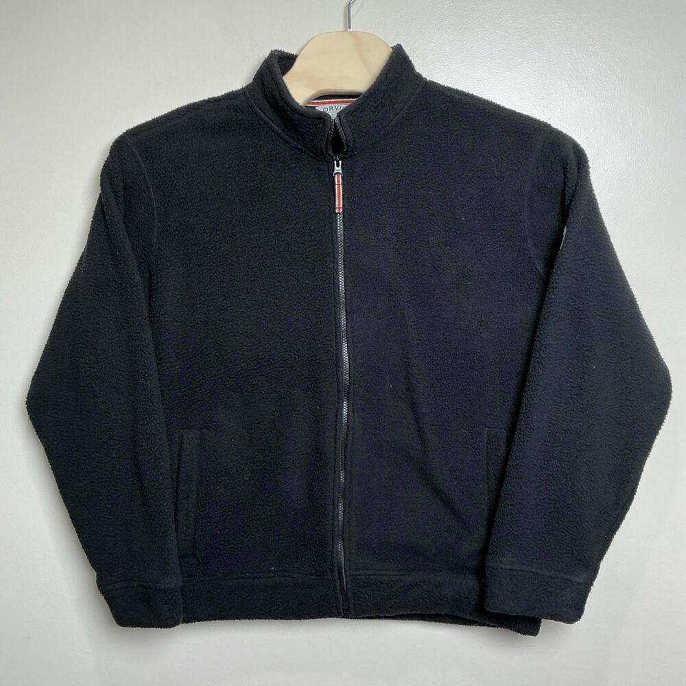 Orvis Classic Full Zip Fleece Jacket‎ Black Men's LARGE Deep Pile Heavyweight